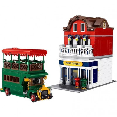 MouldKing 11001 - Post Office mit Doppeldeckerbus - Klemmbaustein-Set