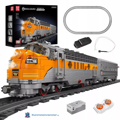 MouldKing 12018 Zug Diesel Lokomotive mit Licht - RC mit Schienen 