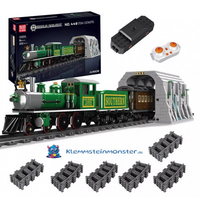 MouldKing 12024 Zug 4-4-0 Steam Locomotive mit Tunnel - RC mit Schienen 