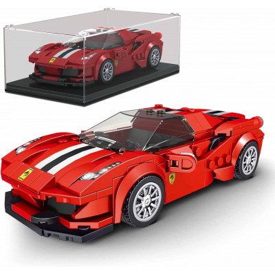 MouldKing 27006  488 GTB Rennwagen inkl. Vitrine  Klemmbausteine - Set mit Showcase